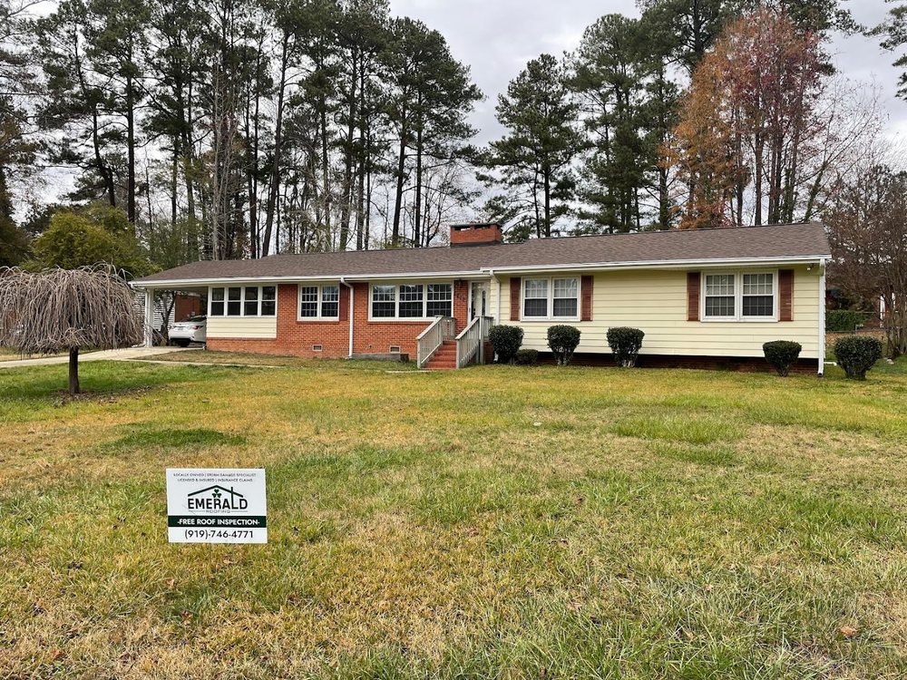 Roof Replacement by Emerald Roofing using Completed roof, Emerald Roofing on site